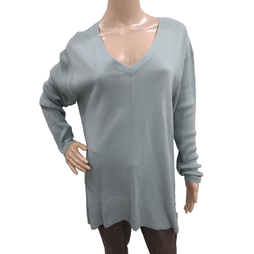 Apt. 9 Women's XL Teal Turquoise Knit Long Sleeve V-neck Blouse Top